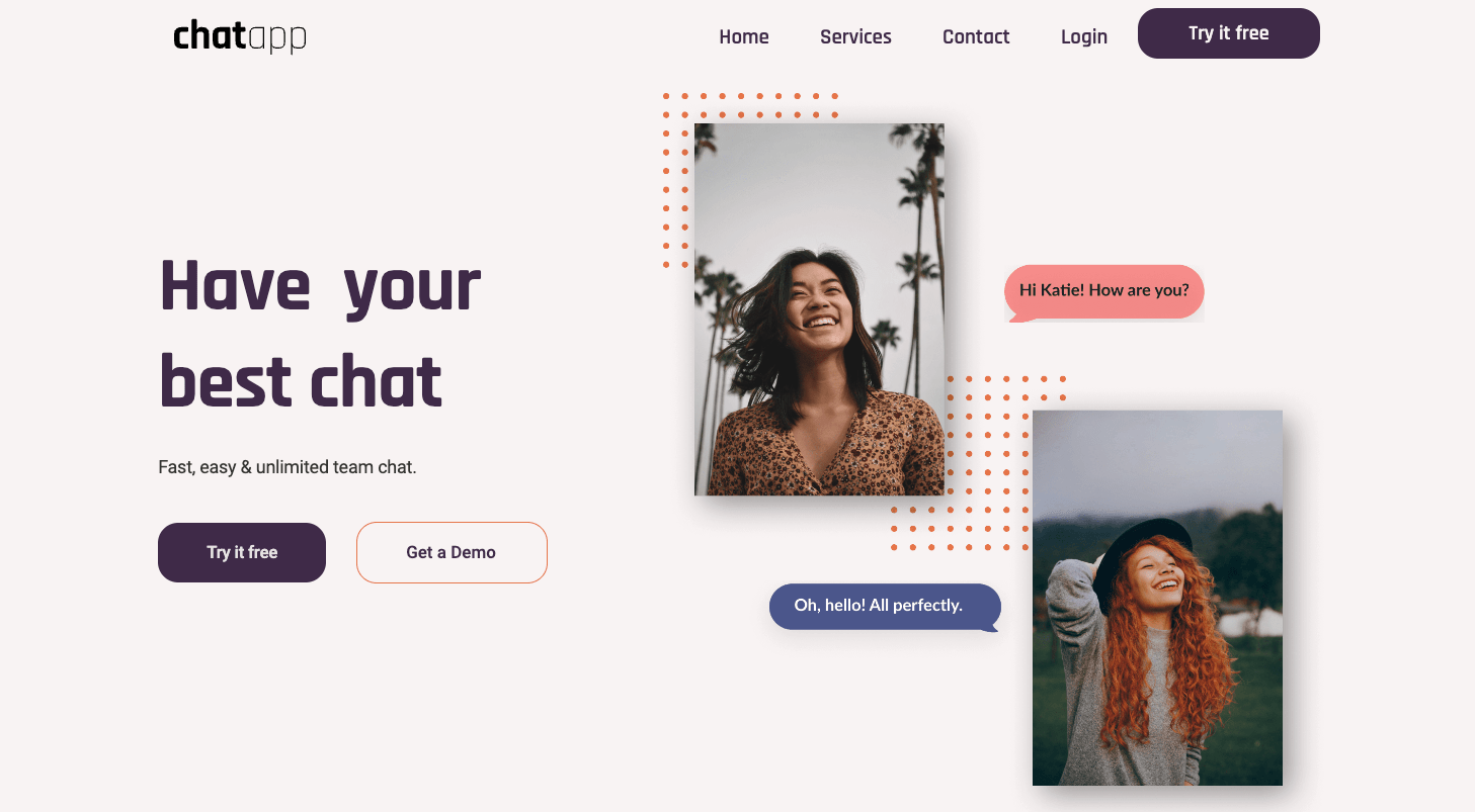 Chat App homepage development