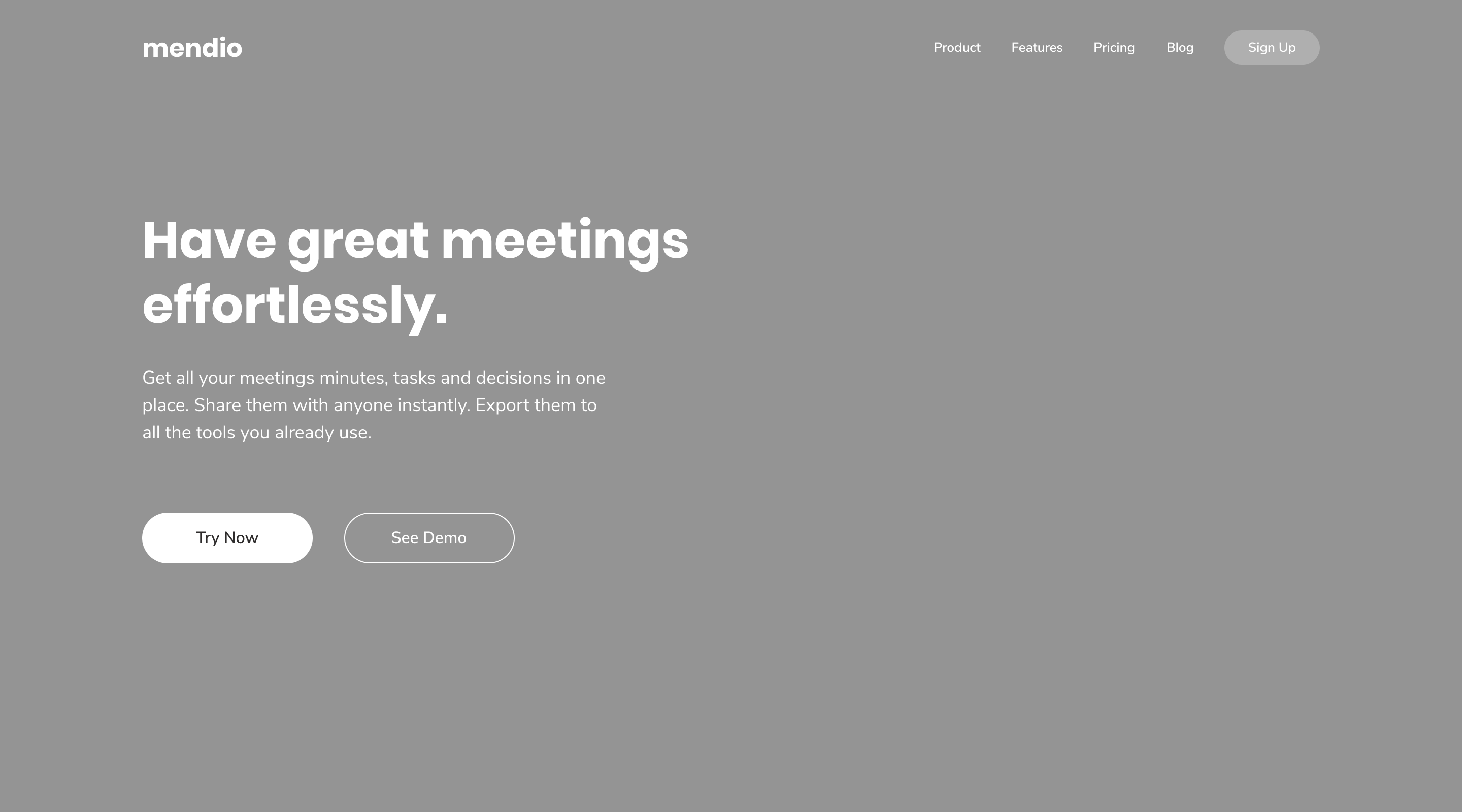 Blank meetings hero section