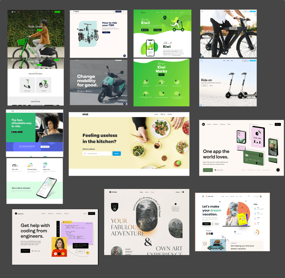 mood board for ride sharing app